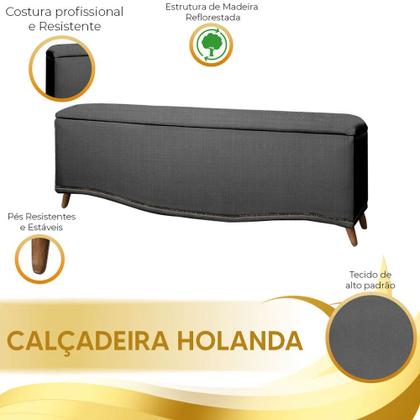 Imagem de Conjunto Cabeceira e Calçadeira Holanda 1,60 cm Linho Star Confort