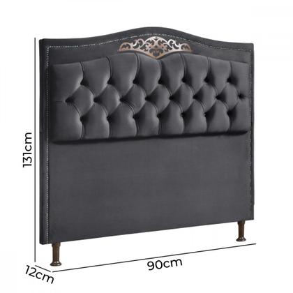 Imagem de Conjunto Cabeceira e Calçadeira Holanda 90cm - Veludo Speciale Home