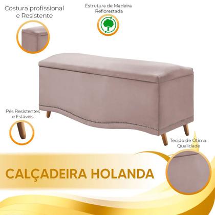 Imagem de Conjunto Cabeceira e Calçadeira Holanda 90cm Veludo Speciale Home