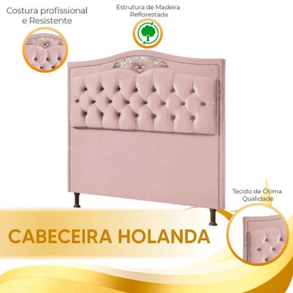 Imagem de Conjunto Cabeceira e Calçadeira Holanda 90cm Veludo Speciale Home