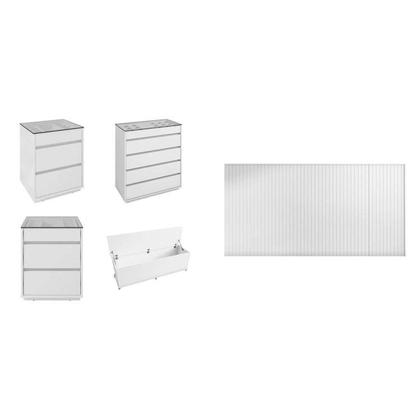 Imagem de Conjunto Cabeceira Florença King/casal + Cômoda + Mesa de Cabeceira +baú