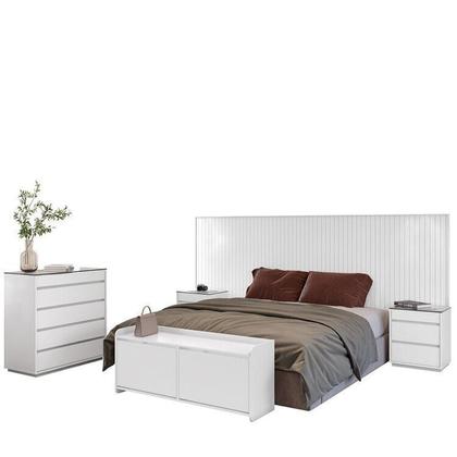 Imagem de Conjunto Cabeceira Florença Queen/casal + Cômoda + Mesa de Cabeceira + Sapateira