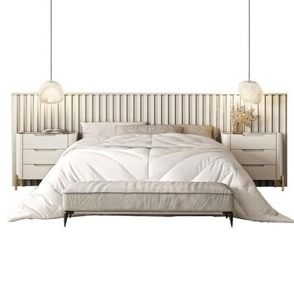 Imagem de Conjunto Cabeceira King 360cm c/ 2 Mesas de Cabeceira em MDF