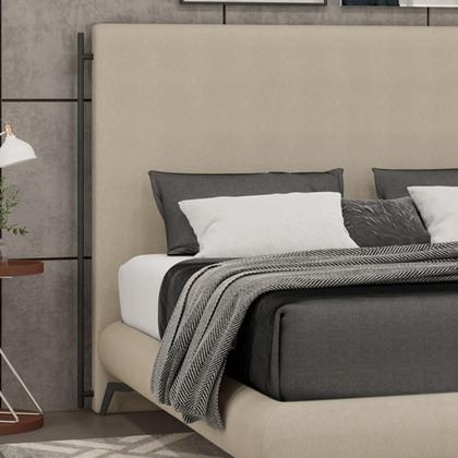 Imagem de Conjunto Cabeceira Linear Casal 1,40 Em Linho Puff Versatto Luxo Com Pés em Aço Carbono Larbelle Móveis