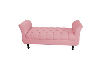 Imagem de Conjunto cabeceira mirage solteiro 100cm + recamier calçadeira new grecia 100cm suede rosa