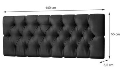 Imagem de Conjunto Cabeceira Painel Paris 1,40  Preto com 2 Mesas de Cabeceira 2 Gavetas Preta - Rede Móveis