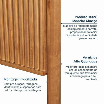 Imagem de Conjunto Cabeceira Queen com 2 Mesas de Cabeceira e Cômoda Oiti CabeCasa MadeiraOriginals