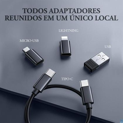 Imagem de Conjunto Cabo Adaptadores Celular Tipo C Lightning Micro USB