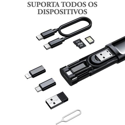 Imagem de Conjunto Cabo Adaptadores Celular Tipo C Lightning Micro USB