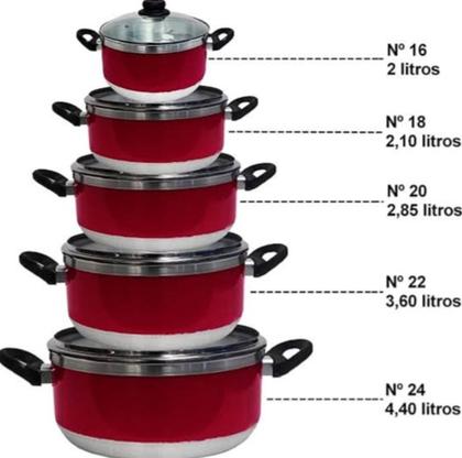 Imagem de Conjunto caçarolas 18 a 24 C/T Vidro. Caldeirão
