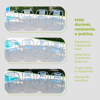 Imagem de Conjunto Cadeiras Alumínio Leve Área Externa Varanda Jardim Jogo Resistente Piscina Condomínio Modelo Carneiros