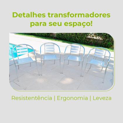 Imagem de Conjunto Cadeiras Alumínio Leve Área Externa Varanda Jardim Jogo Resistente Piscina Condomínio Modelo Carneiros