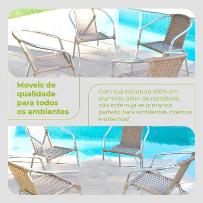 Imagem de Conjunto Cadeiras Alumínio Marrom Leve Resistente Varanda Externa Jardim Top Luxo