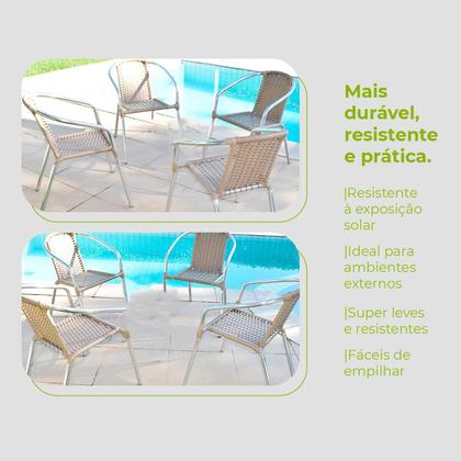 Imagem de Conjunto Cadeiras Alumínio Marrom Leve Resistente Varanda Externa Jardim Top Luxo