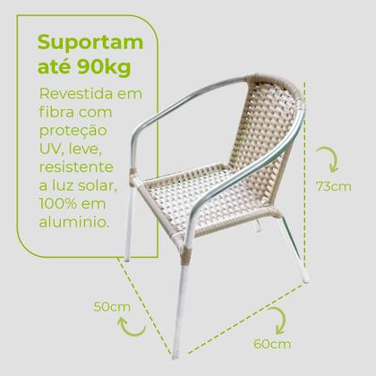 Imagem de Conjunto Cadeiras Alumínio Marrom Leve Resistente Varanda Externa Jardim Top Luxo