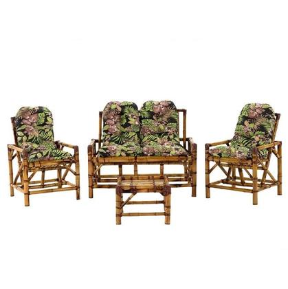 Imagem de Conjunto Cadeiras de Bambu + Mesa Para Sala e Área Externa T6