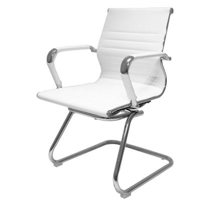 Imagem de Conjunto Cadeiras De Escritório Diretor Secretária Com 2 Interlocutor Stripes Esteirinha Eames Eiffel Branca