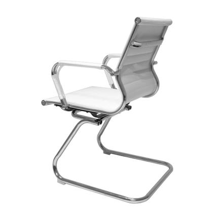 Imagem de Conjunto Cadeiras De Escritório Diretor Secretária Com 2 Interlocutor Stripes Esteirinha Eames Eiffel Branca