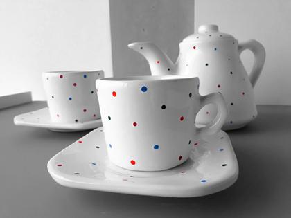 Imagem de Conjunto Café Provençal 3 Peças Branco Poá