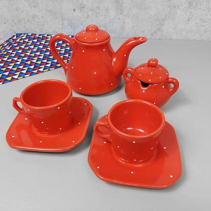 Imagem de Conjunto Café Provençal 4 Peças Vermelho Poá