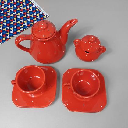 Imagem de Conjunto Café Provençal 4 Peças Vermelho Poá