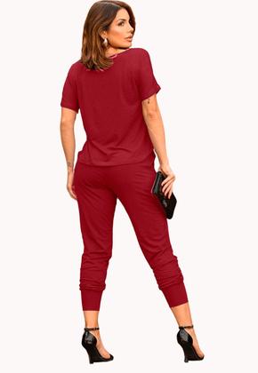 Imagem de Conjunto Calça Jogger e Blusa Social Vinho Feminino