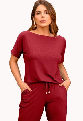 Imagem de Conjunto Calça Jogger e Blusa Social Vinho Feminino