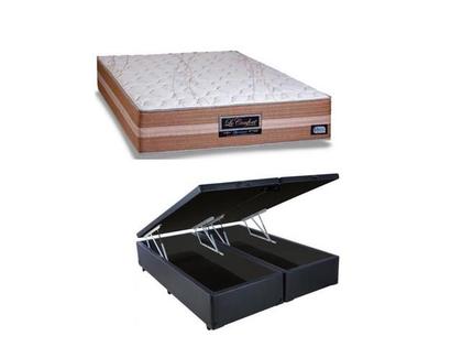 Imagem de Conjunto Cama Box Baú Baú Casal Queen + Colchão de Molas Ensacadas c/ Espuma Visco Elástico Sankonfort Le Confort 158x198x76
