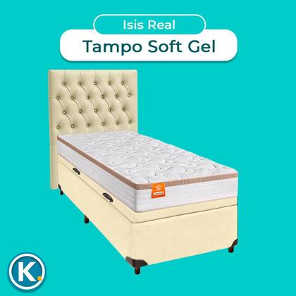 Imagem de Conjunto Cama Box Bau Bege Solteiro + Colchão Molas Ensacadas Isis Real Inducol + Cabeceira