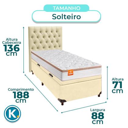 Imagem de Conjunto Cama Box Bau Bege Solteiro + Colchão Molas Ensacadas Isis Real Inducol + Cabeceira