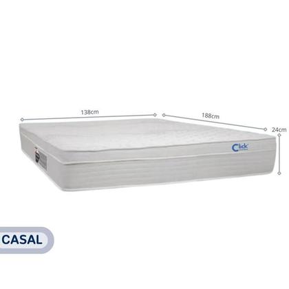Imagem de Conjunto Cama Box Baú Bipartida Blindada Click com Colchão Castor Class New Tecnopedic One Face 138x188  Confortável e Praticidade