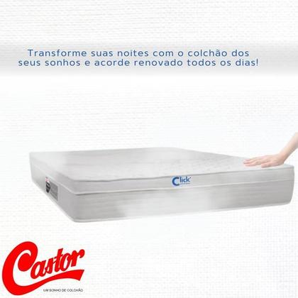 Imagem de Conjunto Cama Box Baú Bipartida Blindada Click com Colchão Castor Class New Tecnopedic One Face 138x188  Confortável e Praticidade