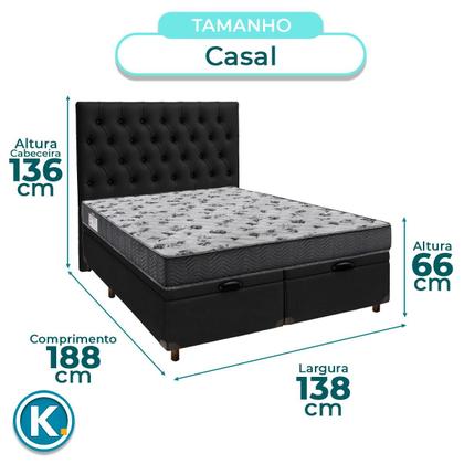 Imagem de Conjunto Cama Box Bau Blindado Casal + Colchão D33 Iso100 Ortobom + Cabeceira
