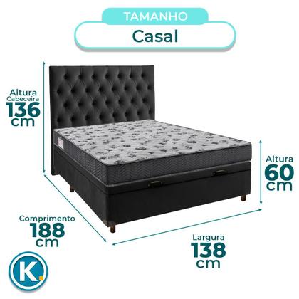 Imagem de Conjunto Cama Box Bau Blindado Casal + Colchão D33 Iso100 Ortobom + Cabeceira