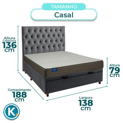 Imagem de Conjunto Cama Box Bau Blindado Casal + Colchão D33 Orthotech Inducol + Cabeceira