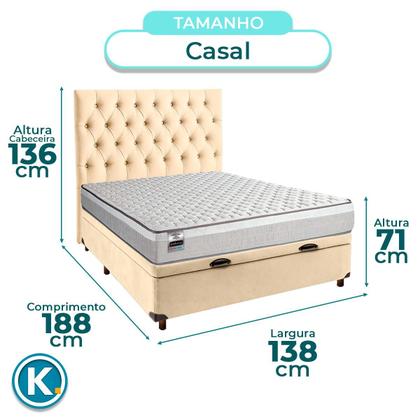 Imagem de Conjunto Cama Box Bau Blindado Casal + Colchão Molas Ensacadas Hanover Inducol + Cabeceira