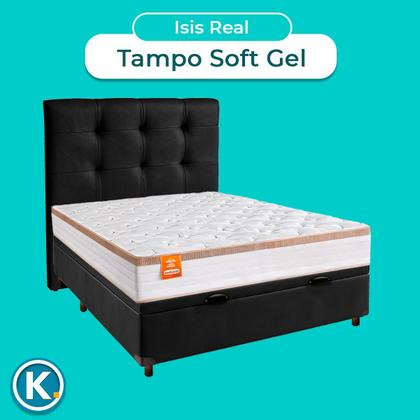 Imagem de Conjunto Cama Box Bau Blindado Casal + Colchão Molas Ensacadas Isis Real Inducol + Cabeceira