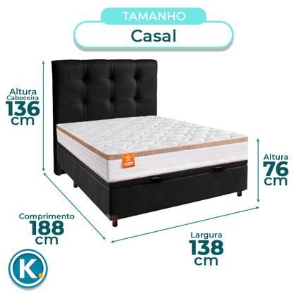 Imagem de Conjunto Cama Box Bau Blindado Casal + Colchão Molas Ensacadas Isis Real Inducol + Cabeceira