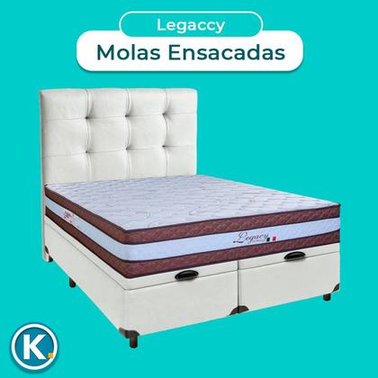 Imagem de Conjunto Cama Box Bau Blindado Casal + Colchão Molas Ensacadas Legaccy Paropas + Cabeceira