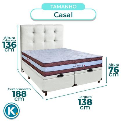 Imagem de Conjunto Cama Box Bau Blindado Casal + Colchão Molas Ensacadas Legaccy Paropas + Cabeceira