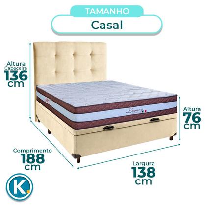 Imagem de Conjunto Cama Box Bau Blindado Casal + Colchão Molas Ensacadas Legaccy Paropas + Cabeceira