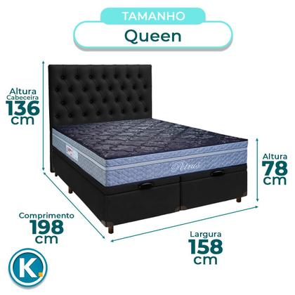 Imagem de Conjunto Cama Box Bau Blindado Queen + Colchão Molas Ensacadas Petrus Paropas + Cabeceira