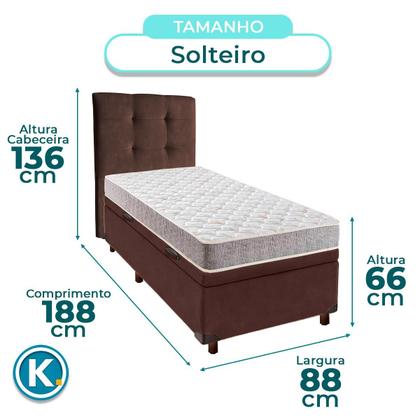 Imagem de Conjunto Cama Box Bau Blindado Solteiro + Colchão D33 D33 Inducol + Cabeceira