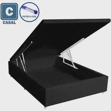 Imagem de Conjunto Cama Box Baú Casal Blindada + Colchão Molas Ensacadas Caribe 138x188x66 - Luckspuma