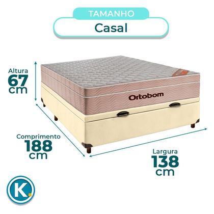 Imagem de Conjunto Cama Box Bau Casal + Colchão Airtech Ortobom