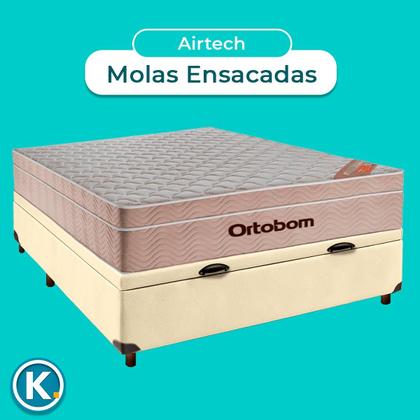 Imagem de Conjunto Cama Box Bau Casal + Colchão Airtech Ortobom