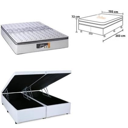 Imagem de Conjunto Cama Box Baú Casal King Size + Colchão Sankonfort Doss Molas Ensacadas 193x203x72 - Linha Alta - Tecido em Malha Belga