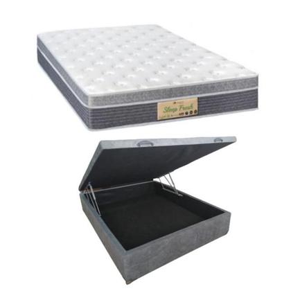Imagem de Conjunto Cama Box Baú Casal Padrão Viúva + Colchão Sankonfort Sleep Fresh Linha Confortável 128x188x72