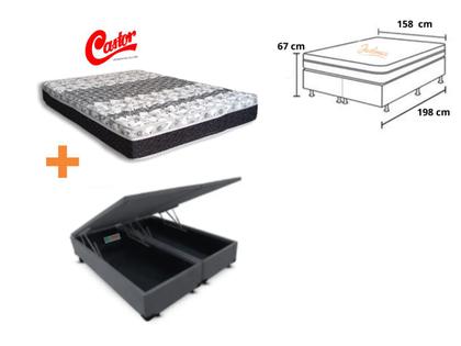 Imagem de Conjunto Cama Box Baú Casal Queen + Colchão Castor Class Queen 158x198x67 - Jadmax