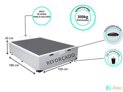 Imagem de Conjunto Cama Box Baú Casal Viúva + Colchão de Molas Castor Class  128x188x67 - Ideal para Quartos Estreitos 